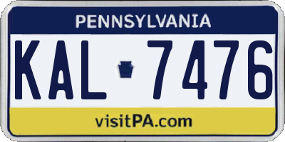 PA license plate KAL7476