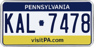 PA license plate KAL7478