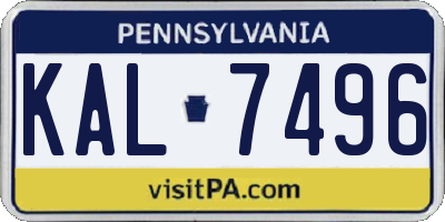 PA license plate KAL7496