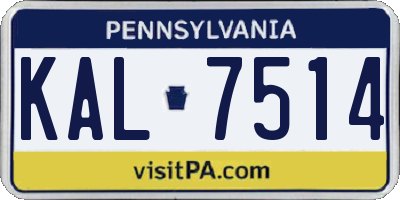 PA license plate KAL7514