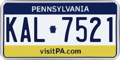 PA license plate KAL7521