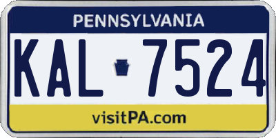 PA license plate KAL7524