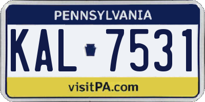 PA license plate KAL7531