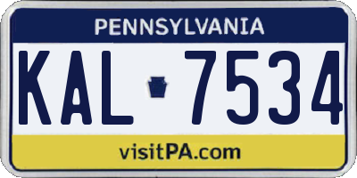 PA license plate KAL7534