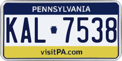 PA license plate KAL7538