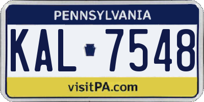 PA license plate KAL7548