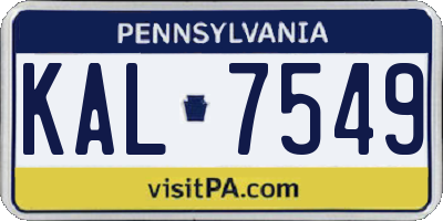 PA license plate KAL7549