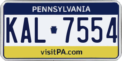 PA license plate KAL7554