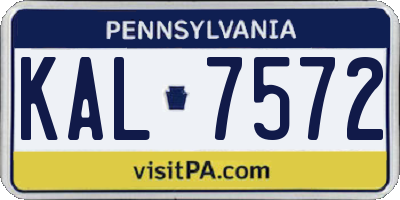 PA license plate KAL7572