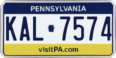 PA license plate KAL7574