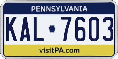 PA license plate KAL7603
