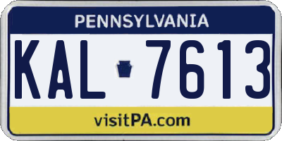 PA license plate KAL7613