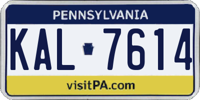PA license plate KAL7614