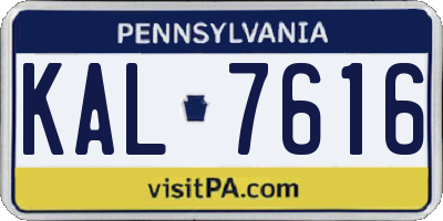 PA license plate KAL7616