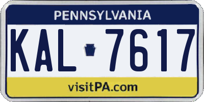 PA license plate KAL7617