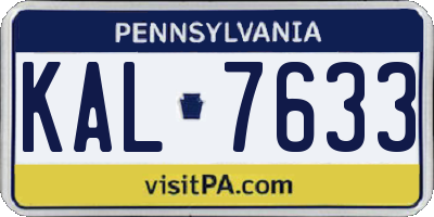 PA license plate KAL7633