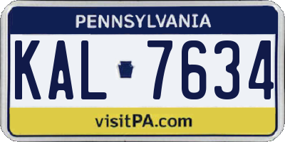 PA license plate KAL7634