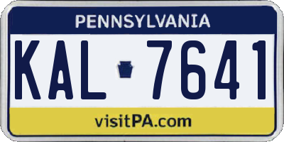 PA license plate KAL7641