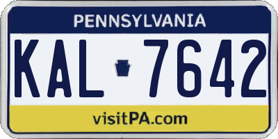 PA license plate KAL7642