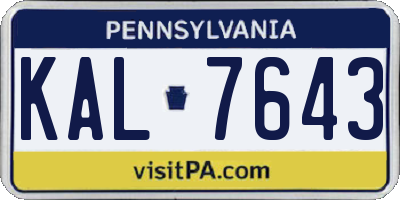 PA license plate KAL7643