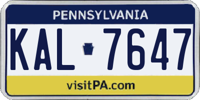 PA license plate KAL7647