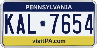 PA license plate KAL7654