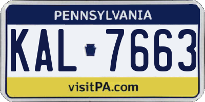 PA license plate KAL7663
