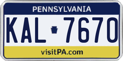 PA license plate KAL7670