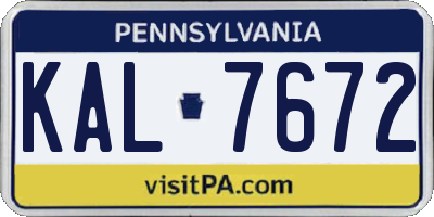 PA license plate KAL7672