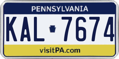 PA license plate KAL7674