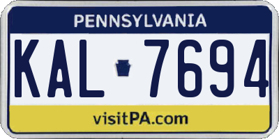 PA license plate KAL7694