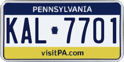 PA license plate KAL7701