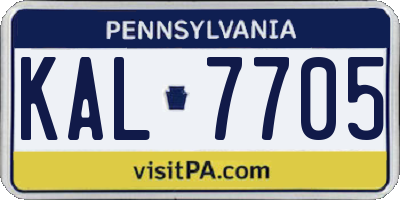 PA license plate KAL7705