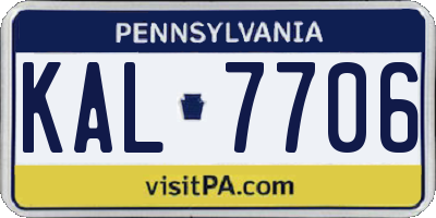 PA license plate KAL7706