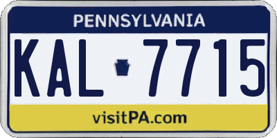 PA license plate KAL7715