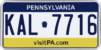 PA license plate KAL7716