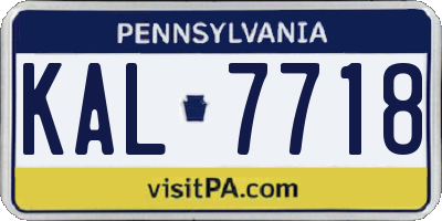 PA license plate KAL7718