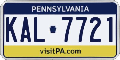 PA license plate KAL7721