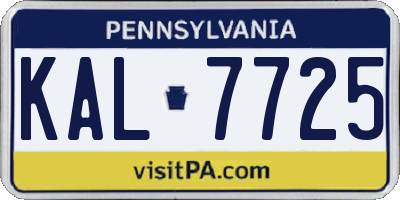 PA license plate KAL7725