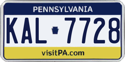 PA license plate KAL7728