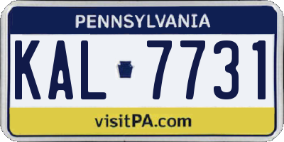 PA license plate KAL7731