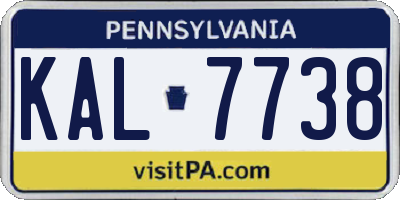 PA license plate KAL7738