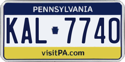 PA license plate KAL7740