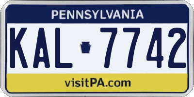PA license plate KAL7742