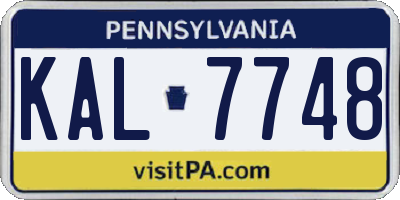 PA license plate KAL7748
