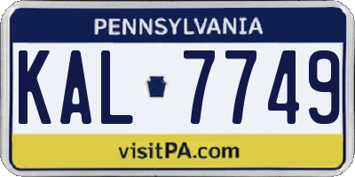 PA license plate KAL7749