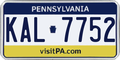 PA license plate KAL7752