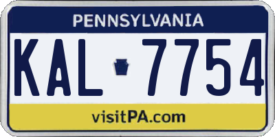 PA license plate KAL7754