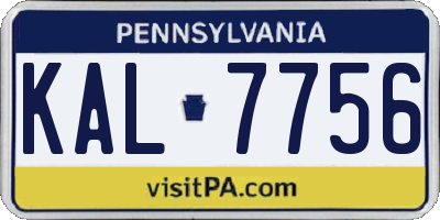 PA license plate KAL7756