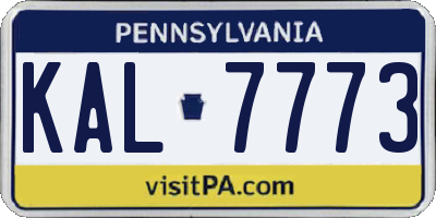 PA license plate KAL7773